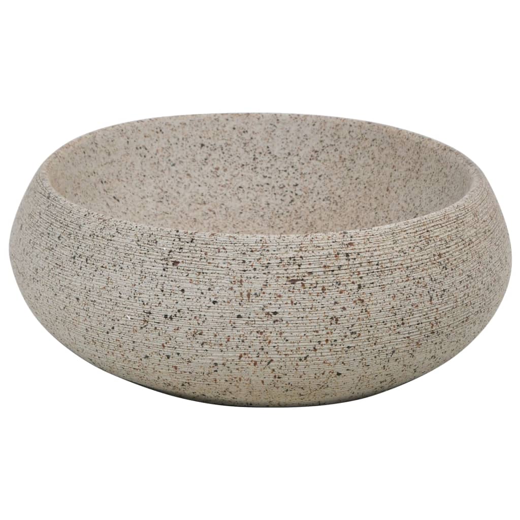 vidaXL Aufsatzwaschbecken Sandfarben Oval 59x40x15 cm Keramik