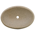 vidaXL Aufsatzwaschbecken Sandfarben Oval 59x40x15 cm Keramik