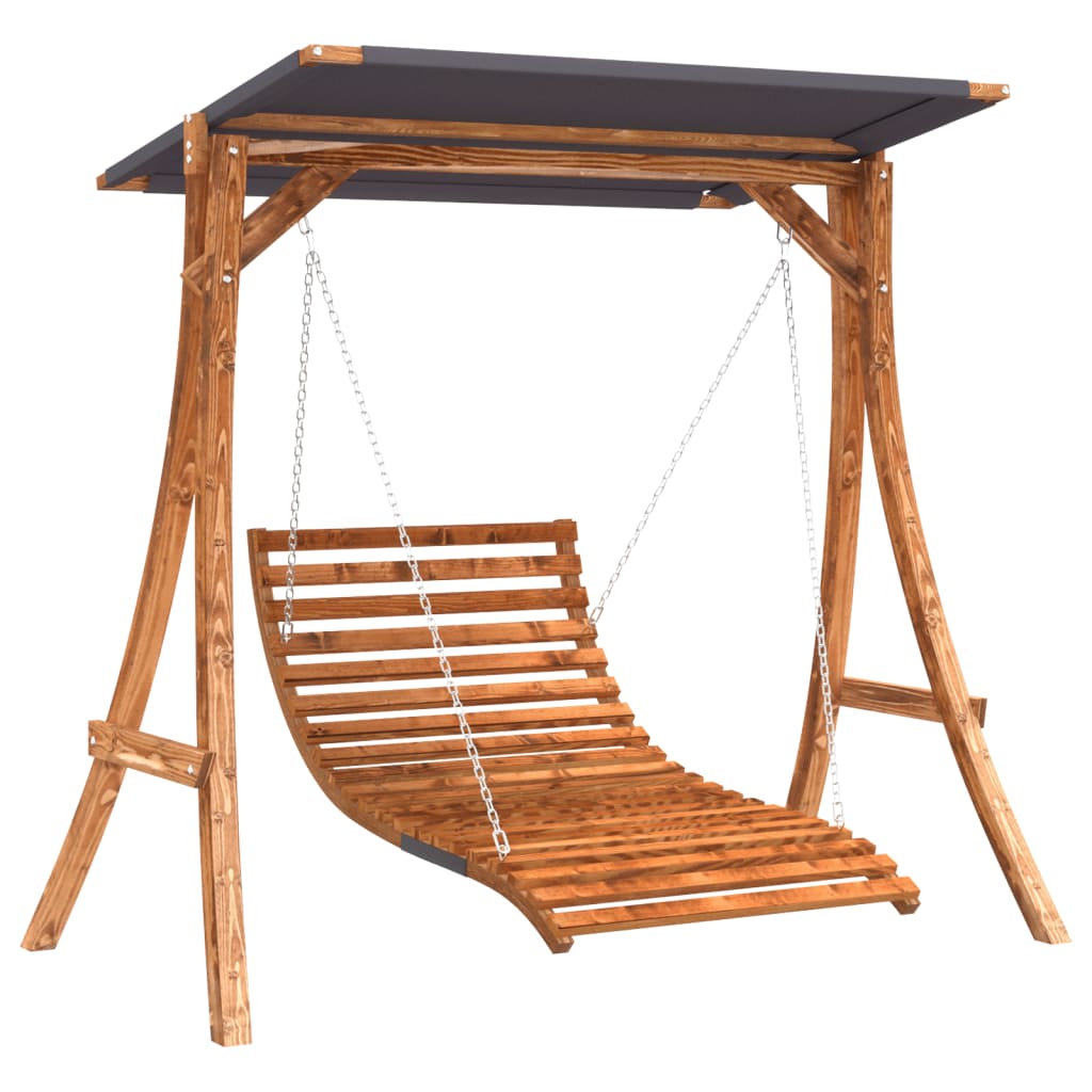 vidaXL Hollywoodschaukel mit Dach Massivholz Fichte mit Teak-Finish