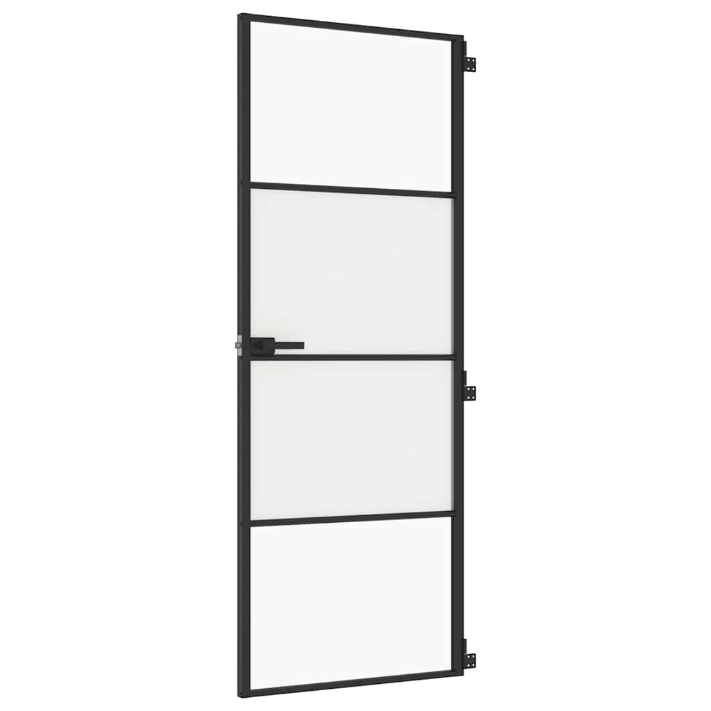 vidaXL Innentür Schlank Schwarz 76x201,5 cm Hartglas und Aluminium