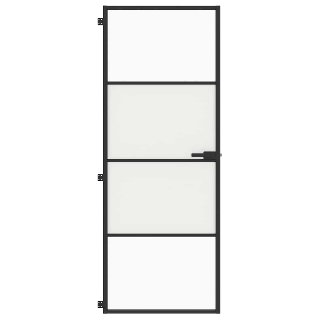 vidaXL Innentür Schlank Schwarz 76x201,5 cm Hartglas und Aluminium