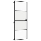 vidaXL Innentür Schlank Schwarz 76x201,5 cm Hartglas und Aluminium