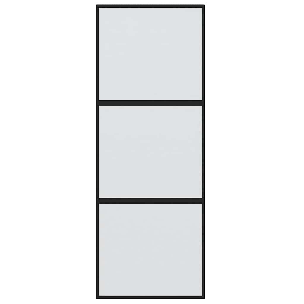 vidaXL Schiebetür Schwarz 76x205 cm Hartglas und Aluminium