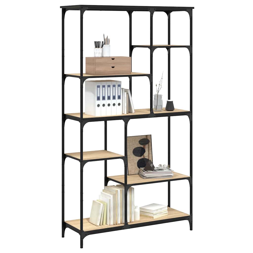 vidaXL Bücherregal Sonoma-Eiche 99x35,5x176 cm Holzwerkstoff und Stahl