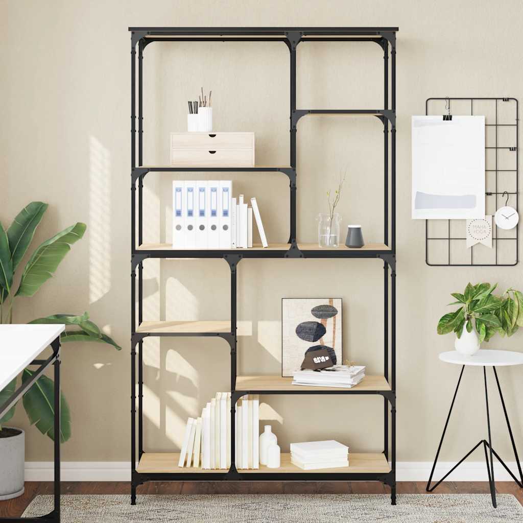 vidaXL Bücherregal Sonoma-Eiche 99x35,5x176 cm Holzwerkstoff und Stahl