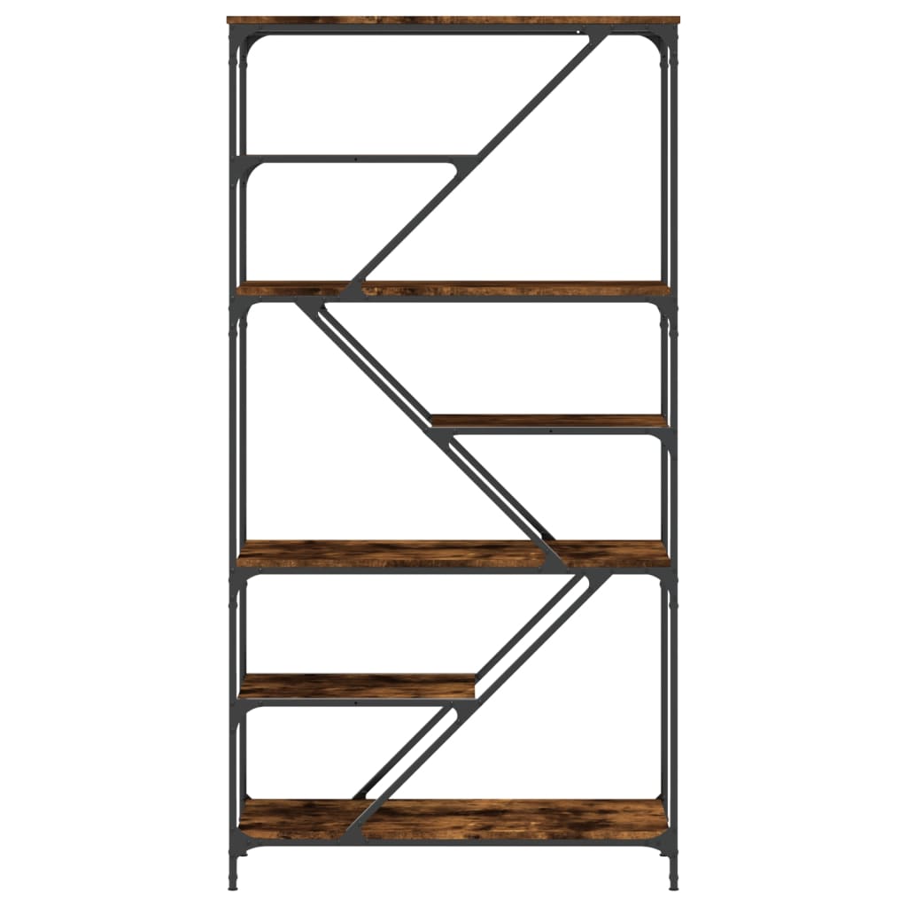 vidaXL Bücherregal Räuchereiche 91x36x176 cm Holzwerkstoff und Stahl