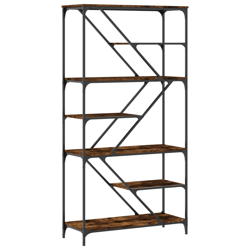 vidaXL Bücherregal Räuchereiche 91x36x176 cm Holzwerkstoff und Stahl