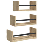 vidaXL 3-teiliges Wandregal-Set mit Stangen Sonoma-Eiche Holzwerkstoff