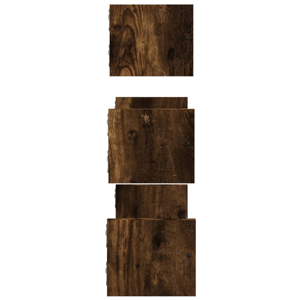 vidaXL 3-tlg. Wandregal-Set mit Stangen Räuchereiche Holzwerkstoff