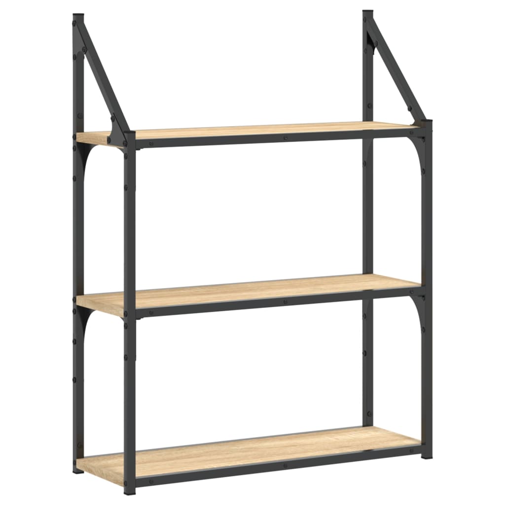 vidaXL Wandregal 3 Fächer Sonoma-Eiche 60x21x78,5 cm Holzwerkstoff