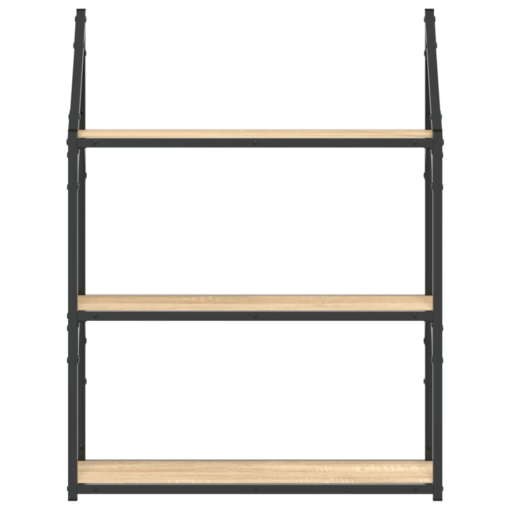 vidaXL Wandregal 3 Fächer Sonoma-Eiche 60x21x78,5 cm Holzwerkstoff