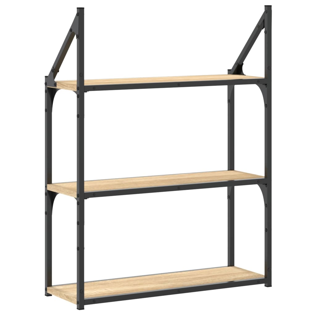 vidaXL Wandregal 3 Fächer Sonoma-Eiche 60x21x78,5 cm Holzwerkstoff