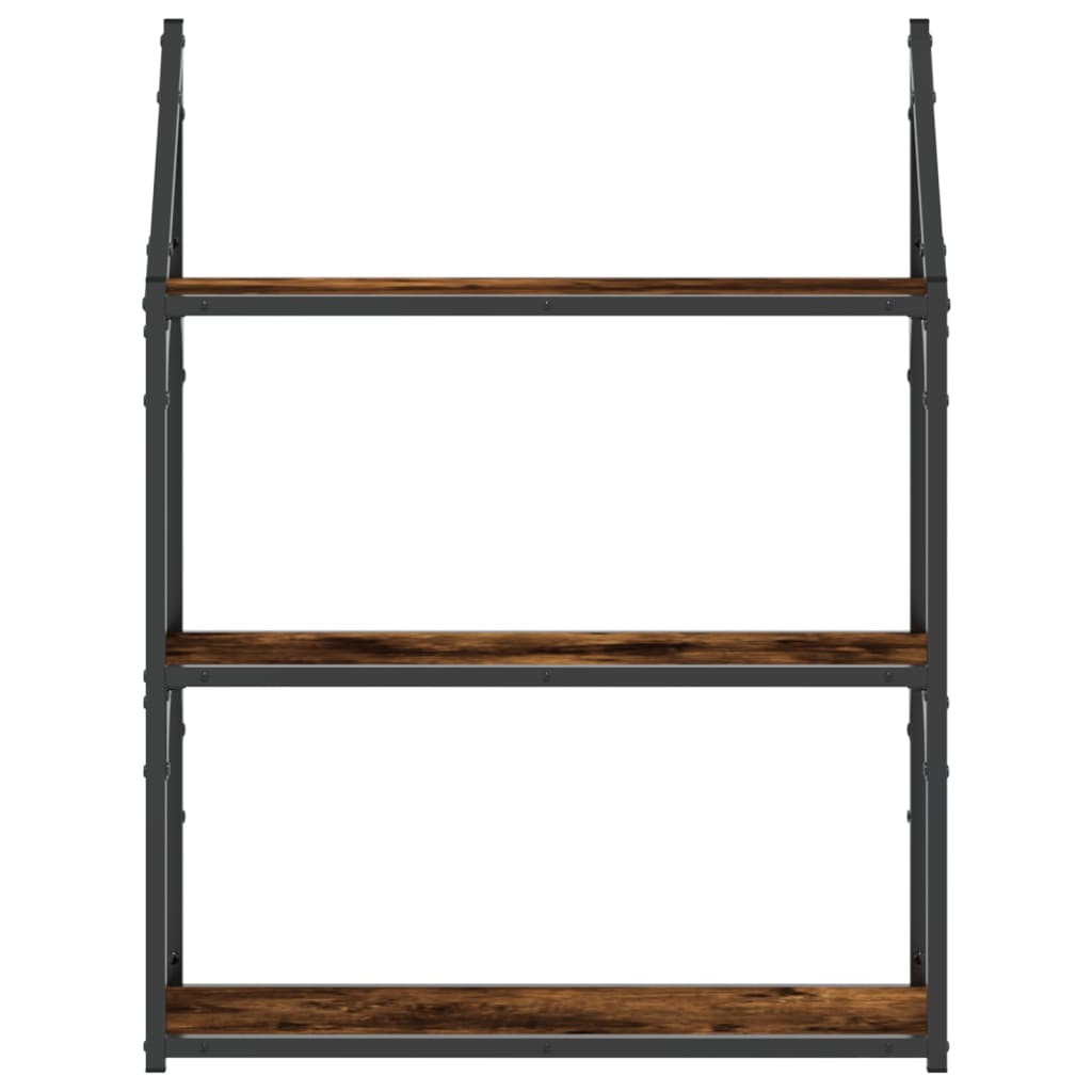 vidaXL Wandregal 3 Fächer Räuchereiche 60x21x78,5 cm Holzwerkstoff