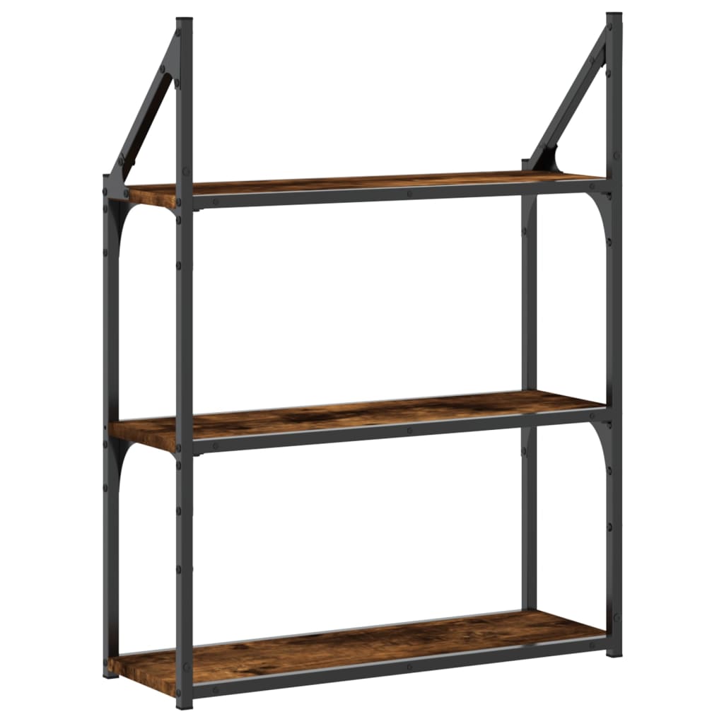 vidaXL Wandregal 3 Fächer Räuchereiche 60x21x78,5 cm Holzwerkstoff