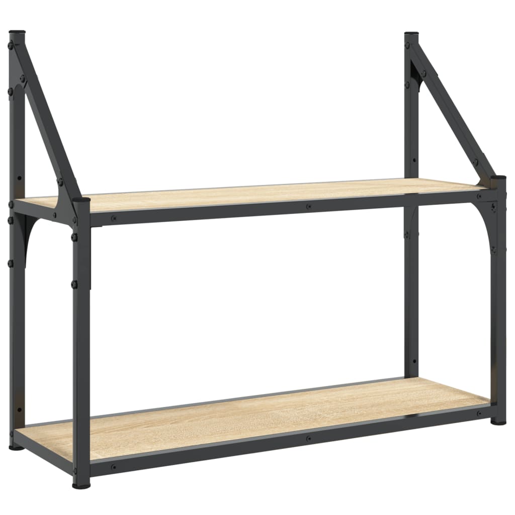 vidaXL 2-stöckiges Wandregal Sonoma-Eiche 60 x 21 x 51 cm Holzwerkstoff