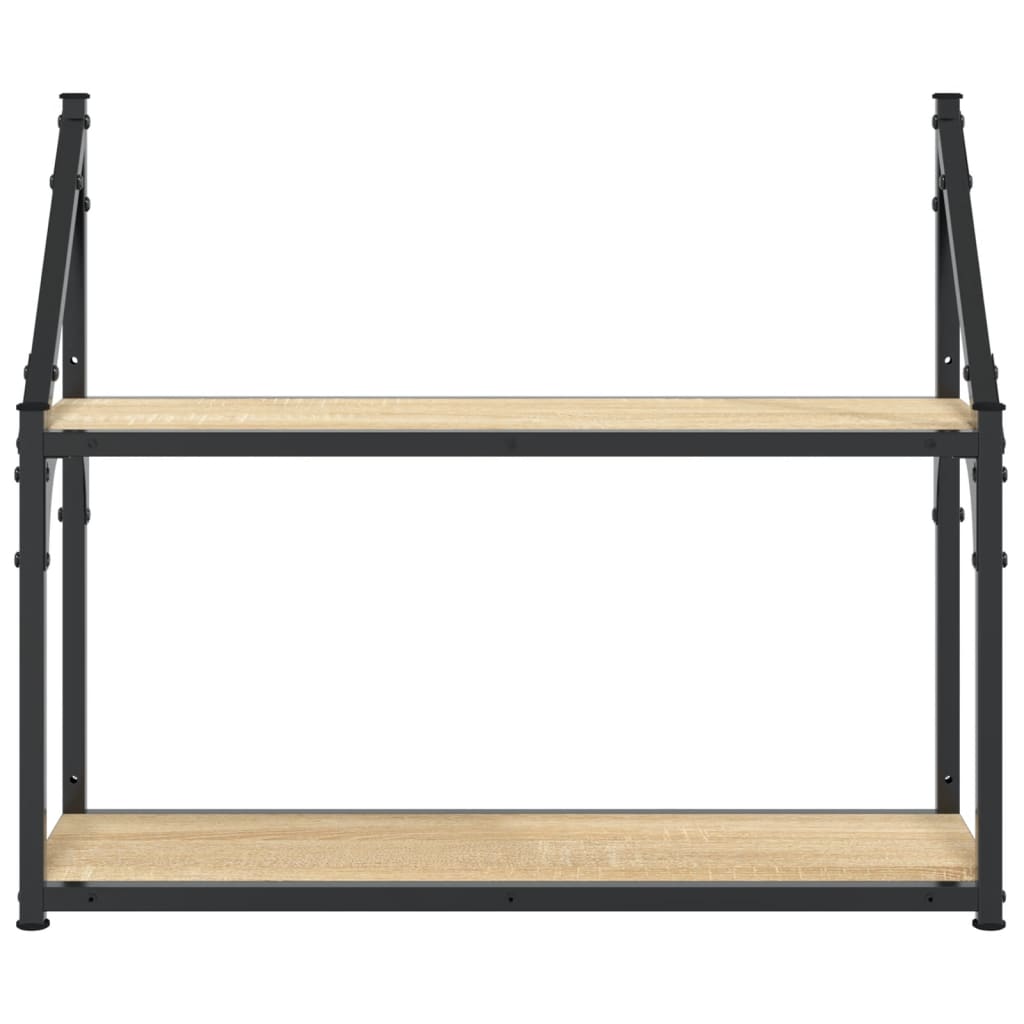 vidaXL 2-stöckiges Wandregal Sonoma-Eiche 60 x 21 x 51 cm Holzwerkstoff