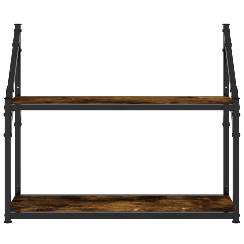 vidaXL Wandregal 2 Fächer Räuchereiche 60x21x51 cm Holzwerkstoff