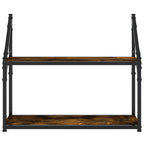vidaXL Wandregal 2 Fächer Räuchereiche 60x21x51 cm Holzwerkstoff