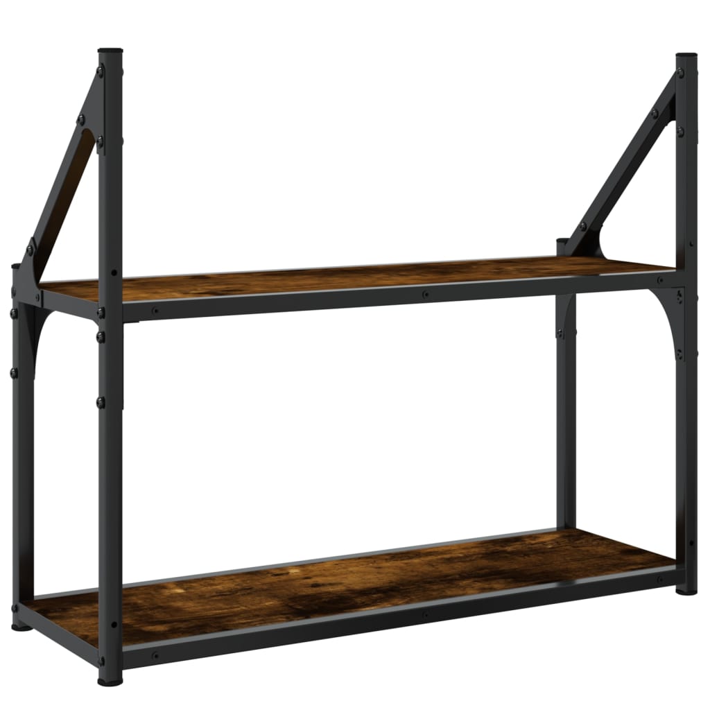 vidaXL Wandregal 2 Fächer Räuchereiche 60x21x51 cm Holzwerkstoff