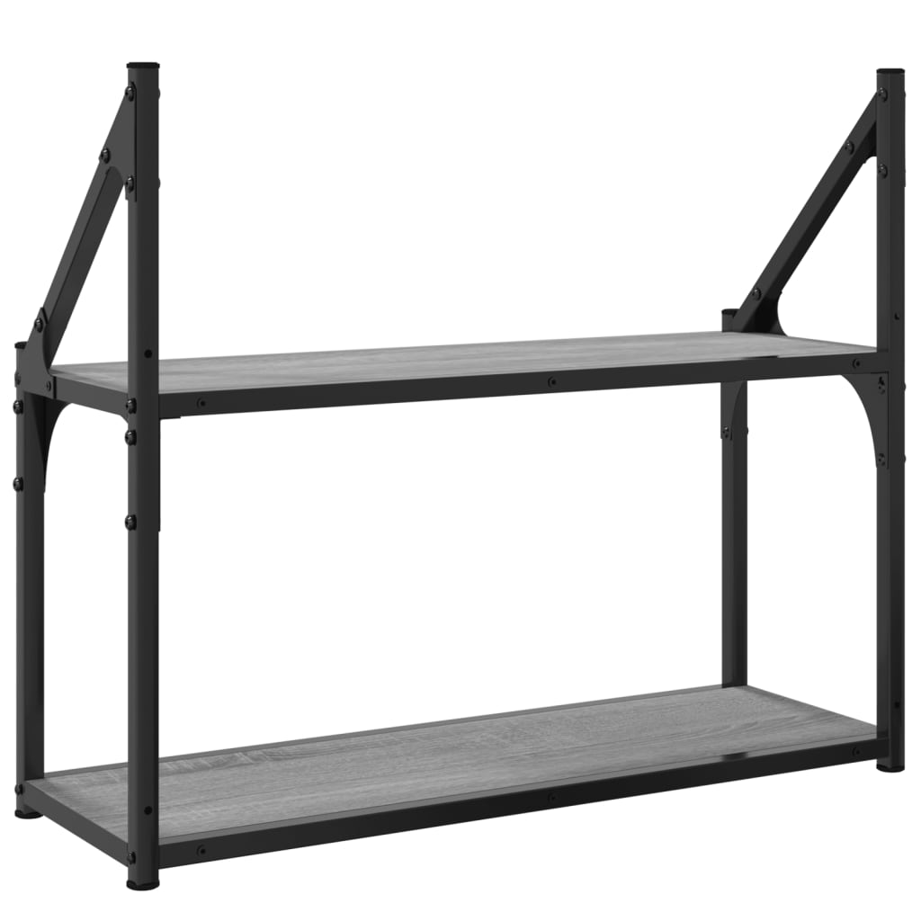 vidaXL Wandregal 2 Fächer Grau Sonoma 60x21x51 cm Holzwerkstoff