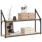 vidaXL Wandregal 2 Fächer Sonoma-Eiche 80x21x51 cm Holzwerkstoff