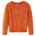 Kinderpullover Gestrickt Dunkelorange 128