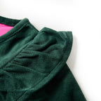 Kinderbluse mit Rüschen Dunkelgrün 128