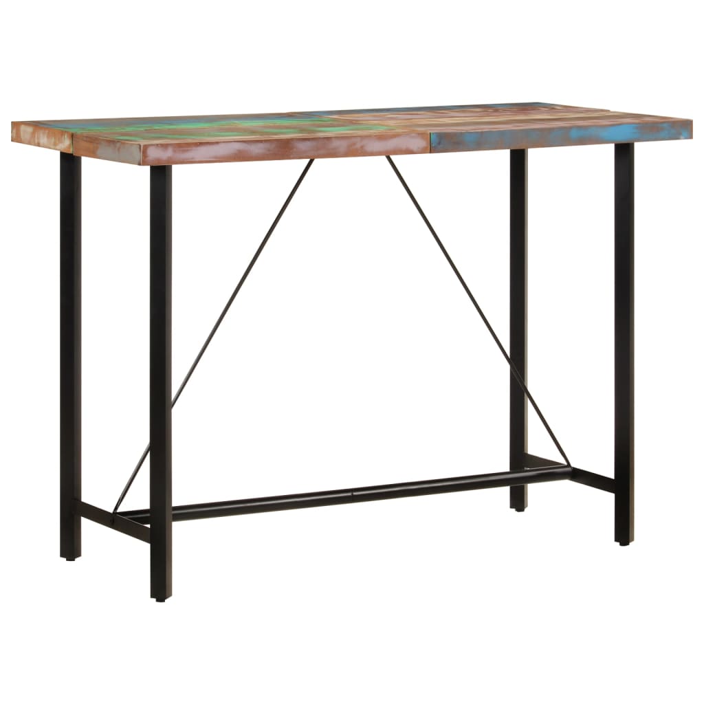vidaXL Bartisch 55x55x107 cm Altholz Massiv und Eisen
