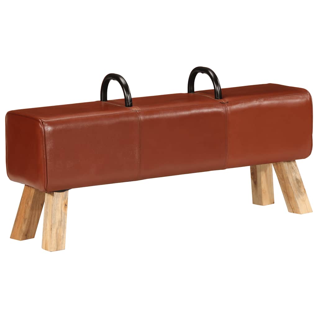 vidaXL Bank Turnbock-Design Braun 110 cm Echtleder