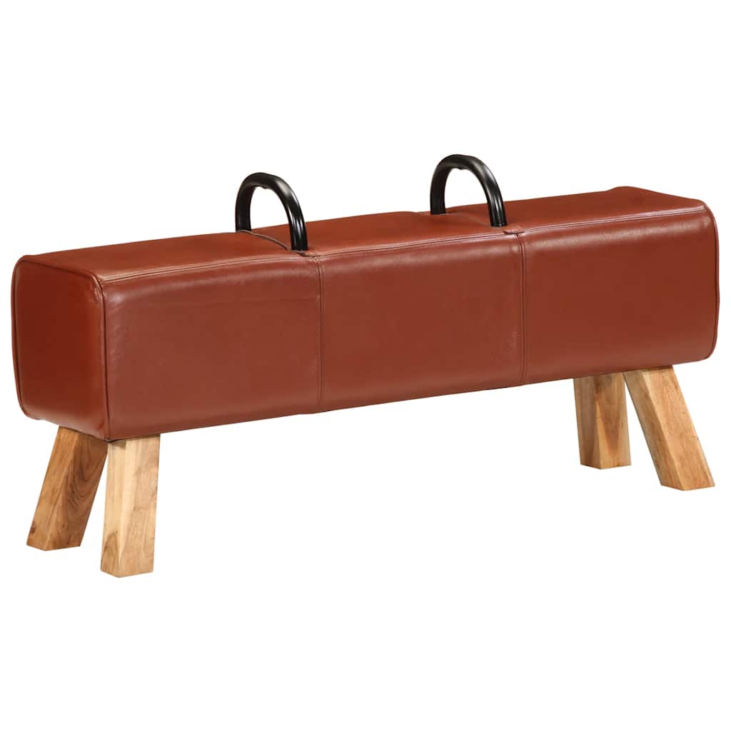 vidaXL Bank Turnbock-Design Braun 110 cm Echtleder