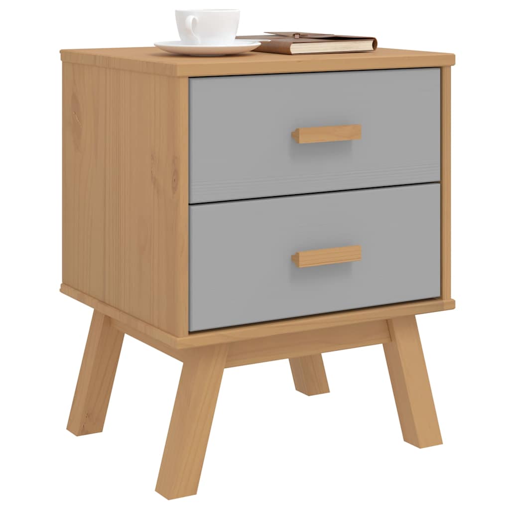vidaXL Nachttisch OLDEN Grau und Braun Massivholz Kiefer