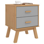 vidaXL Nachttisch OLDEN Grau und Braun Massivholz Kiefer