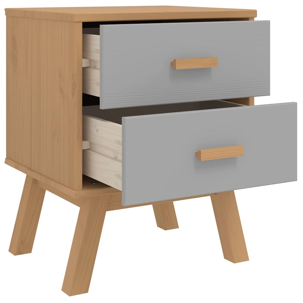 vidaXL Nachttisch OLDEN Grau und Braun Massivholz Kiefer