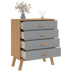 vidaXL Schubladenschrank OLDEN Grau und Braun Massivholz Kiefer