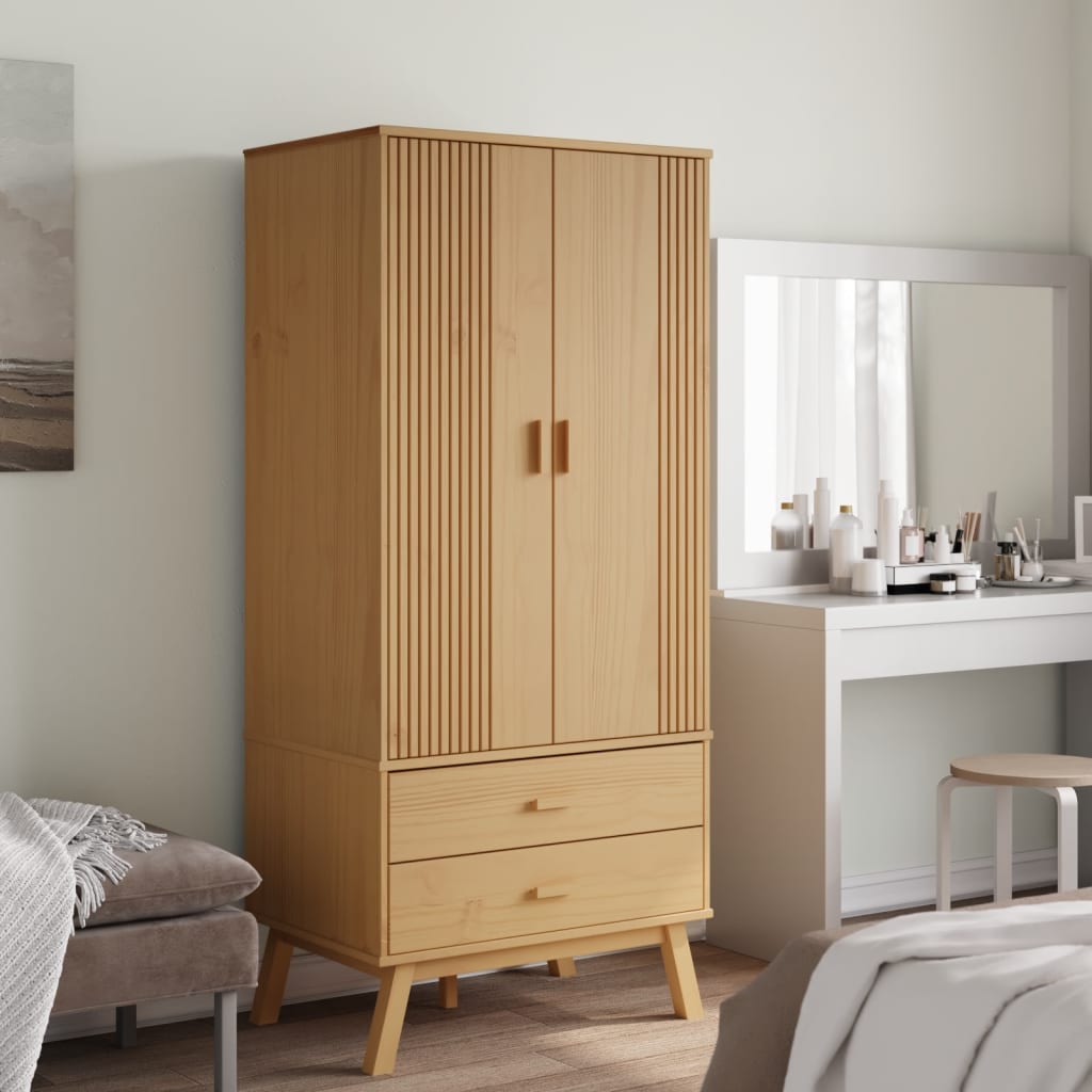 vidaXL Kleiderschrank OLDEN Braun 76,5x53x172 cm Massivholz Kiefer