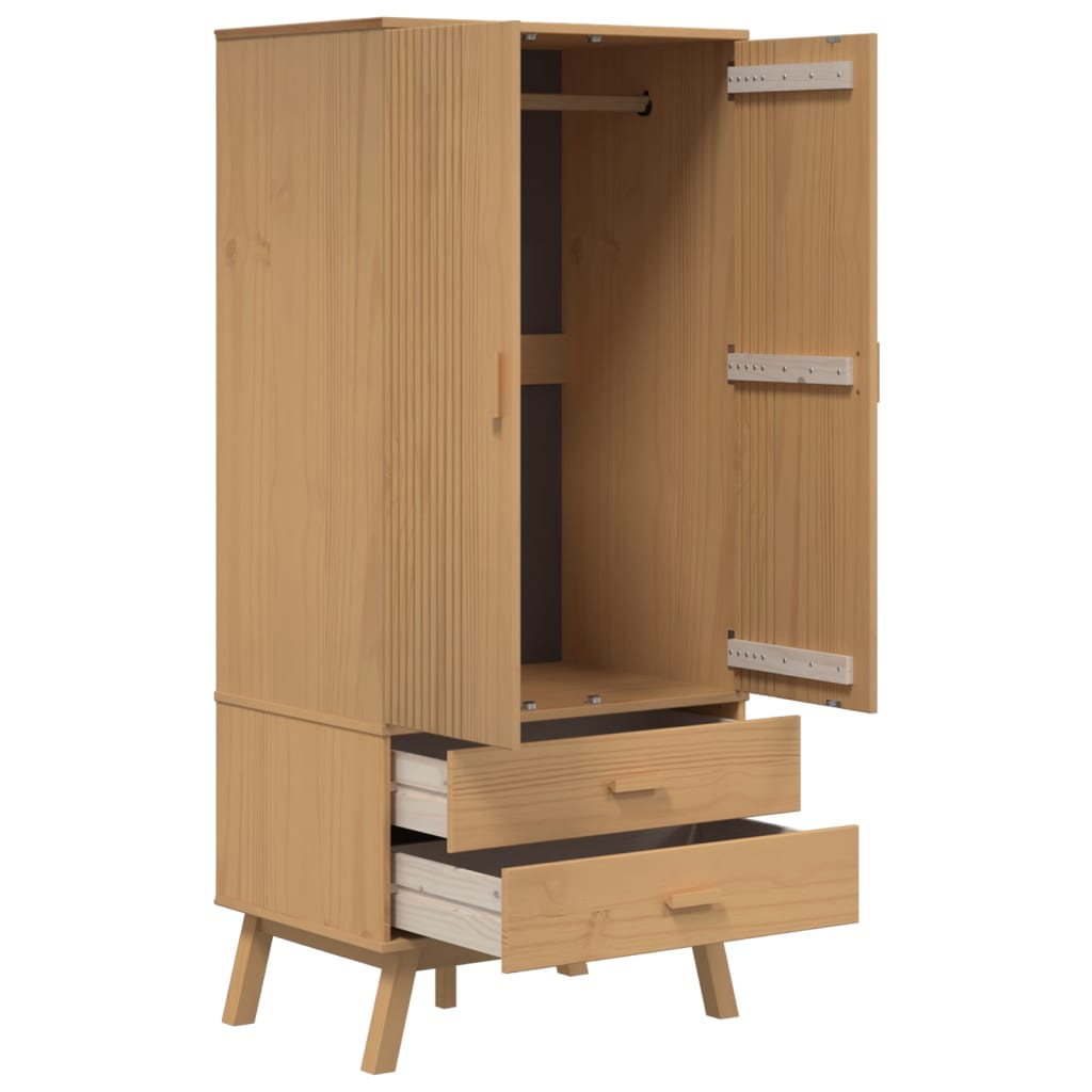vidaXL Kleiderschrank OLDEN Braun 76,5x53x172 cm Massivholz Kiefer