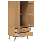 vidaXL Kleiderschrank OLDEN Braun 76,5x53x172 cm Massivholz Kiefer
