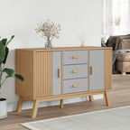vidaXL Sideboard OLDEN Grau und Braun 114x43x73,5 cm Massivholz Kiefer