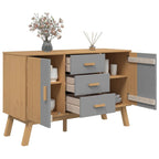 vidaXL Sideboard OLDEN Grau und Braun 114x43x73,5 cm Massivholz Kiefer
