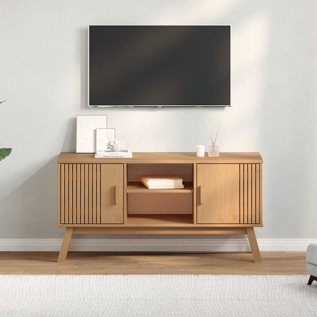 vidaXL TV-Schrank OLDEN Braun 114x43x57 cm Massivholz Kiefer