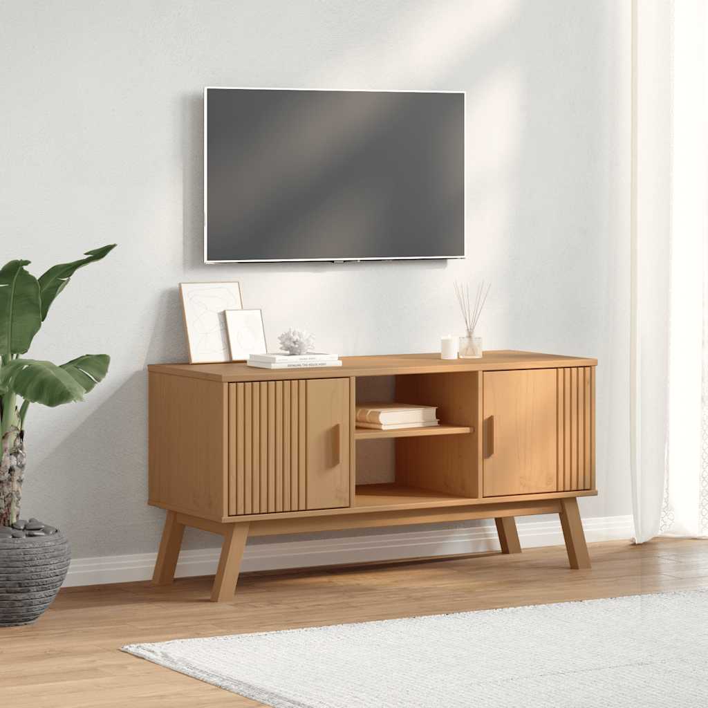vidaXL TV-Schrank OLDEN Braun 114x43x57 cm Massivholz Kiefer