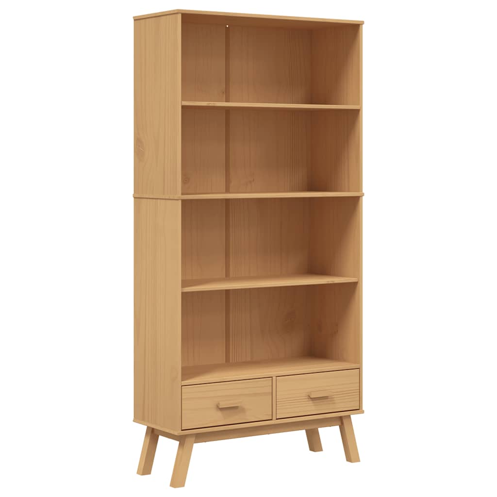 vidaXL Bücherregal OLDEN 4 Fächer Braun Massivholz Kiefer