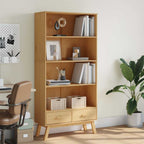 vidaXL Bücherregal OLDEN 4 Fächer Braun Massivholz Kiefer