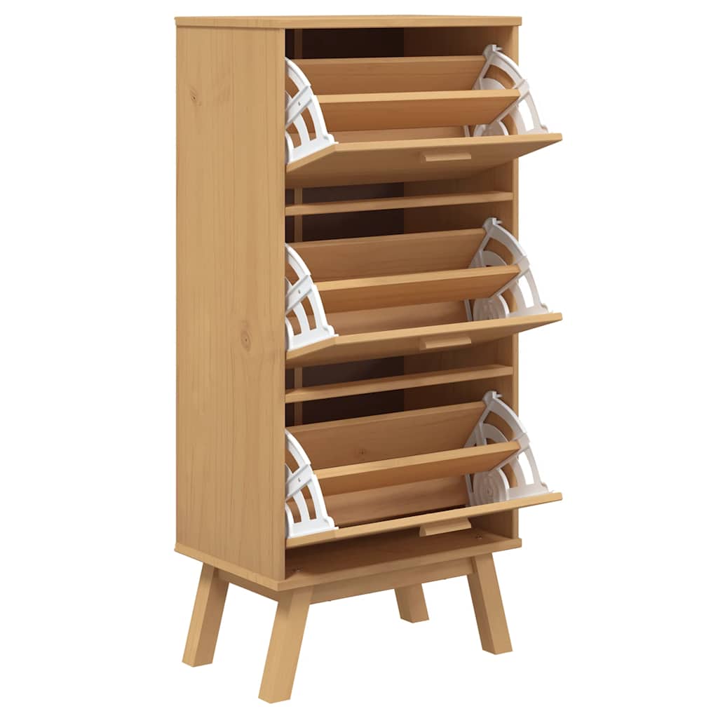 vidaXL Schuhschrank OLDEN Braun 55x35x120 cm Massivholz Kiefer
