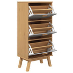 vidaXL Schuhschrank OLDEN Grau und Braun 55x35x120cm Massivholz Kiefer