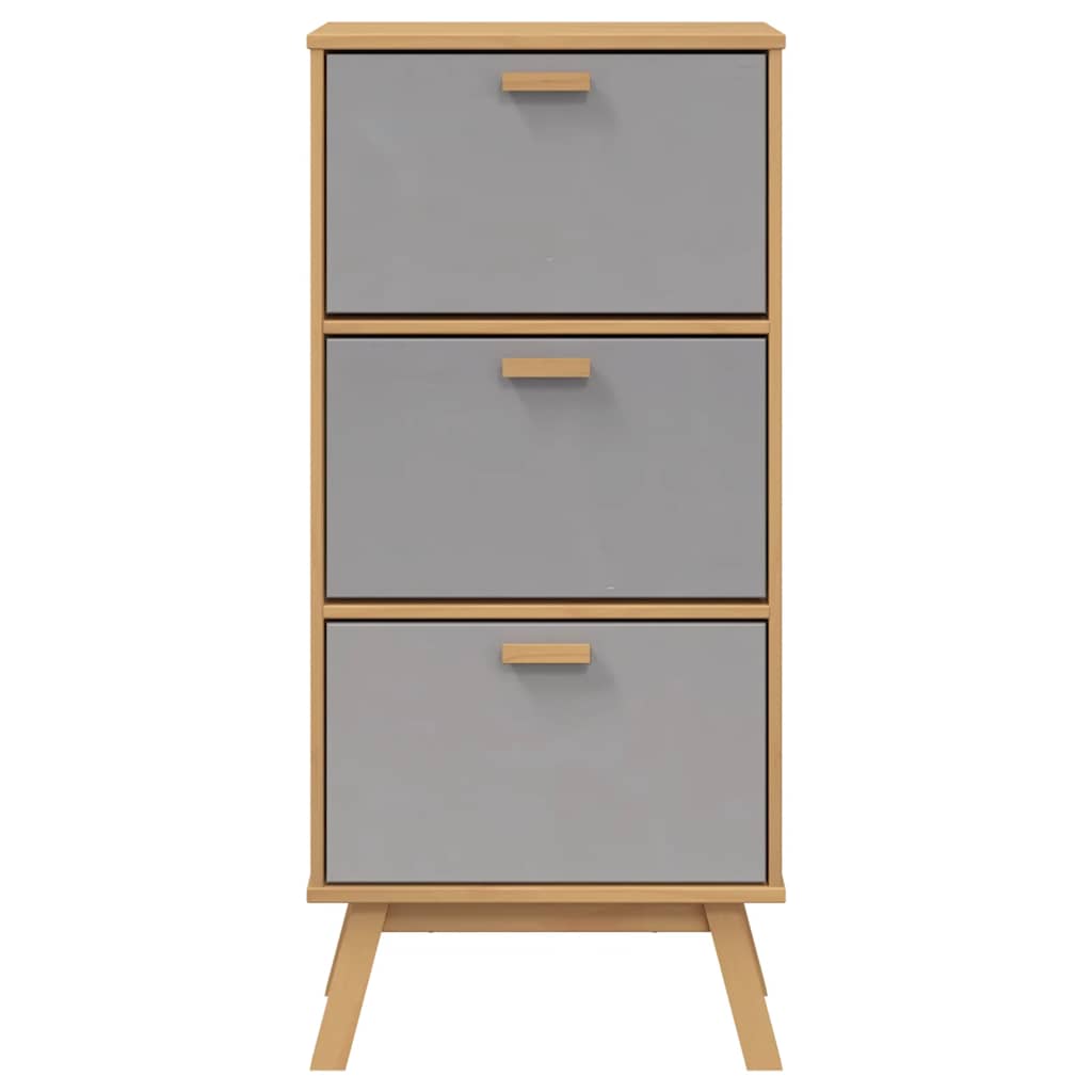 vidaXL Schuhschrank OLDEN Grau und Braun 55x35x120cm Massivholz Kiefer