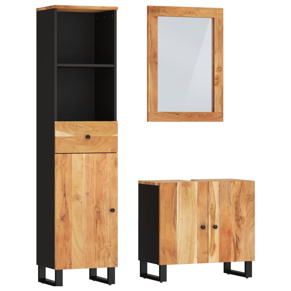 vidaXL 3-tlg. Badmöbel-Set Massivholz Akazie
