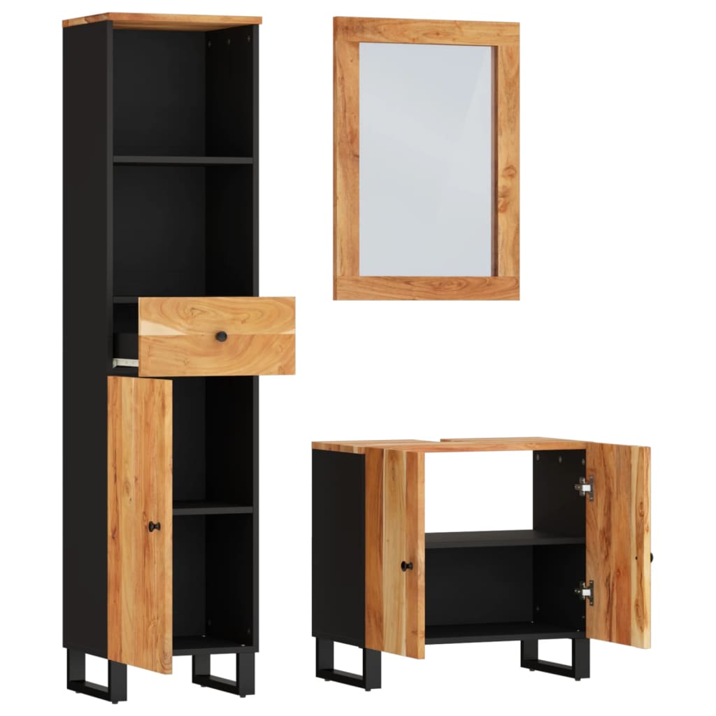 vidaXL 3-tlg. Badmöbel-Set Massivholz Akazie