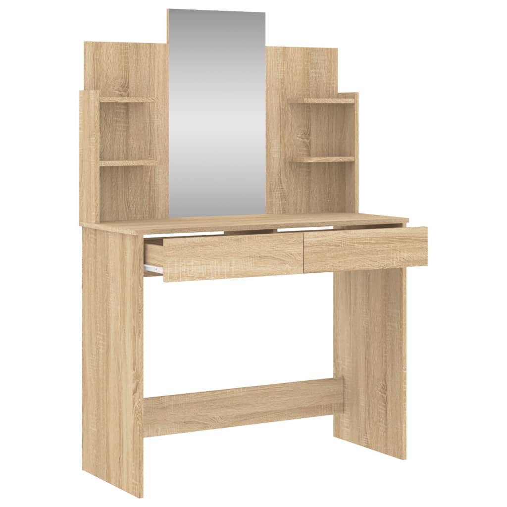 vidaXL Schminktisch mit Spiegel Sonoma-Eiche 96x39x142 cm