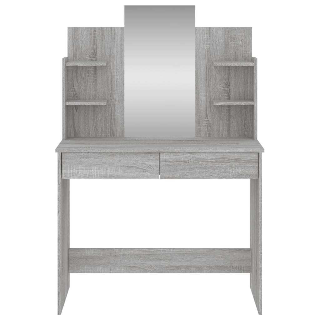 vidaXL Schminktisch mit Spiegel Grau Sonoma 96x39x142 cm